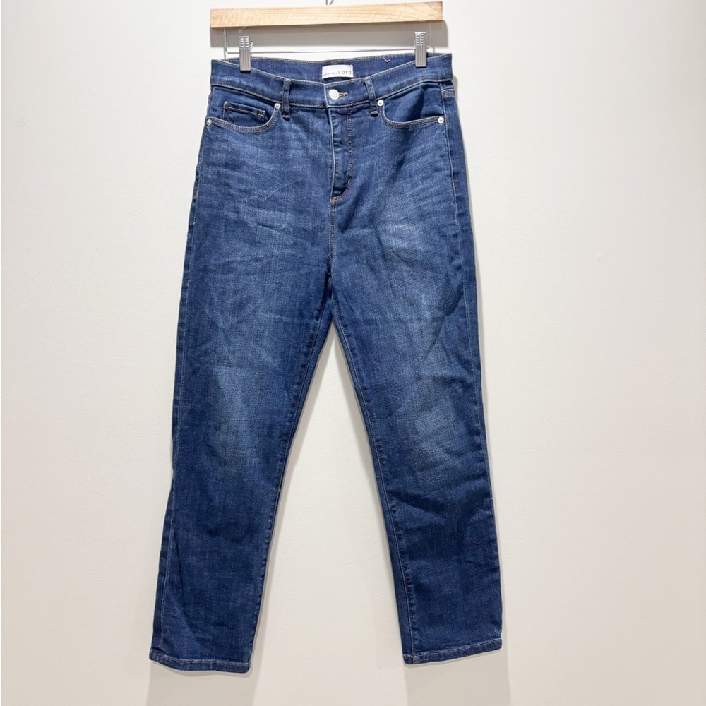 LOFT Women’s Straight Leg Crop Dark Wash Blue Jeans Size 27/4